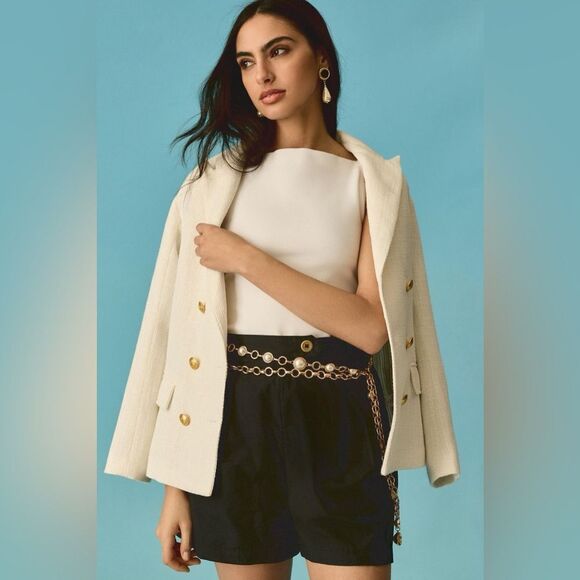 NWT BISHOP + YOUNG PARKER BLAZER - Ivory Tweed Blazer from Anthropologie - Picture 1 of 5